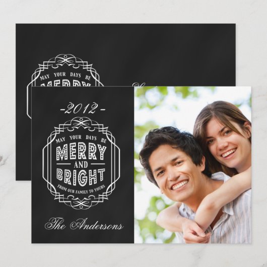 MERRY EN BRIGHT CHALKBOARD FOTO HOLIDAIRE KAART (Voorkant / Achterkant)