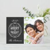 MERRY EN BRIGHT CHALKBOARD FOTO HOLIDAIRE KAART (Staand voorkant)
