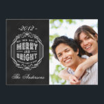 MERRY EN BRIGHT CHALKBOARD FOTO HOLIDAIRE KAART<br><div class="desc">MERRY EN BRIGHT CHALKBOARD FOTO HOLIDAY GREETING FLAT CARD. ELKE CLARKE© KAN UW DAGEN MERRY EN BRIGHT ZIJN.</div>