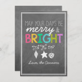 Merry en Bright Chalkboard Wenskaart Feestdagenkaart (Voorkant / Achterkant)