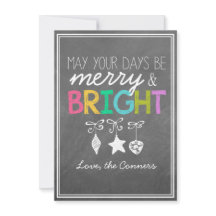 Merry en Bright Chalkboard Wenskaart