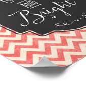 Merry en Bright Chevron Rustic kerstgebaar Poster (Hoek)