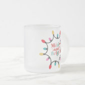Merry en bright chritmas light matglas koffiemok (Voorkant rechts)