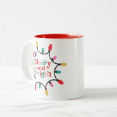 Merry en bright chritmas light tweekleurige koffiemok (Voorkant links)