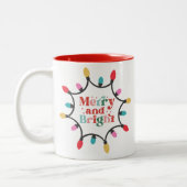 Merry en bright chritmas light tweekleurige koffiemok (Links)