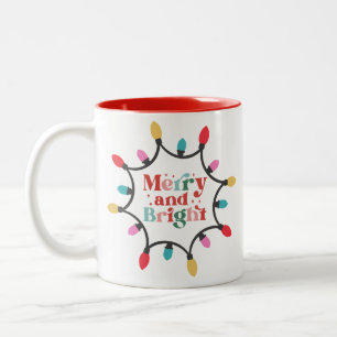 Merry en bright chritmas light tweekleurige koffiemok