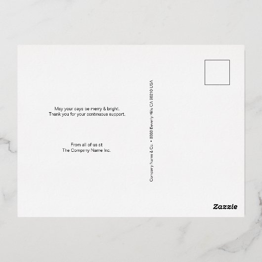 Merry en bright Custom Logo Blue Creative Design Folie Feestdagen Briefkaart (Achterkant)