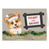 Merry en Bright Cute Corgi Dog Kerstmis (Voorkant Horizontaal)