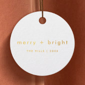 Merry en Bright | Eenvoudig wit en Gold minimalist Bedankjes Labels
