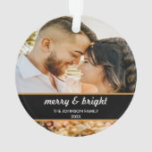 Merry en Bright | elegante kerstfeestfoto Ornament (achterkant)