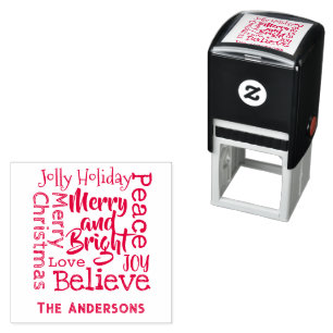Merry en Bright en favoriete kerstGezegden Zelfinktende Stempel