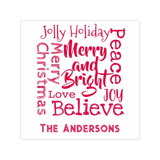 Merry en Bright en favoriete kerstGezegden Zelfinktende Stempel (Design)
