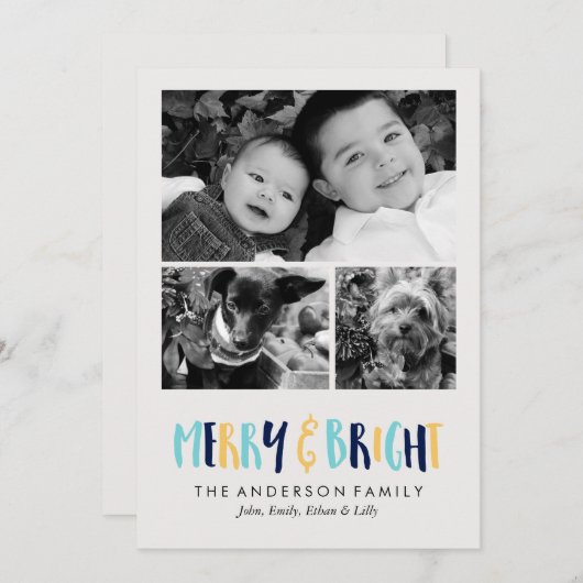 Merry en Bright Feestdagen Feestdagenkaart (Voorkant / Achterkant)