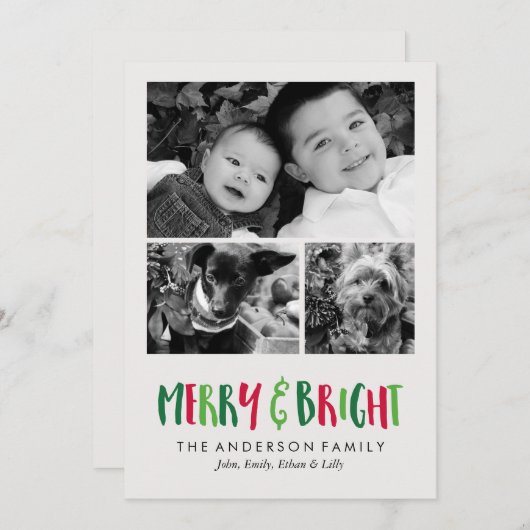 Merry en Bright Feestdagen Feestdagenkaart (Voorkant / Achterkant)
