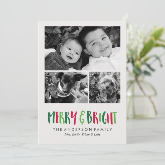 Merry en Bright Feestdagen Feestdagenkaart (Staand voorkant)