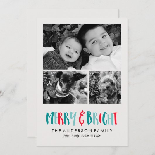 Merry en Bright Feestdagen Feestdagenkaart (Voorkant / Achterkant)