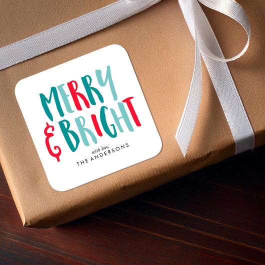 Merry en Bright Feestdagen Vierkante Sticker