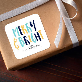 Merry en Bright Feestdagen Vierkante Sticker