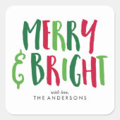 Merry en Bright Feestdagen Vierkante Sticker (Voorkant)