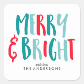 Merry en Bright Feestdagen Vierkante Sticker (Voorkant)