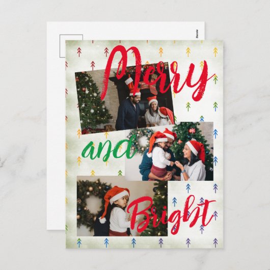 Merry en Bright Feestdagenkaart (Voorkant / Achterkant)