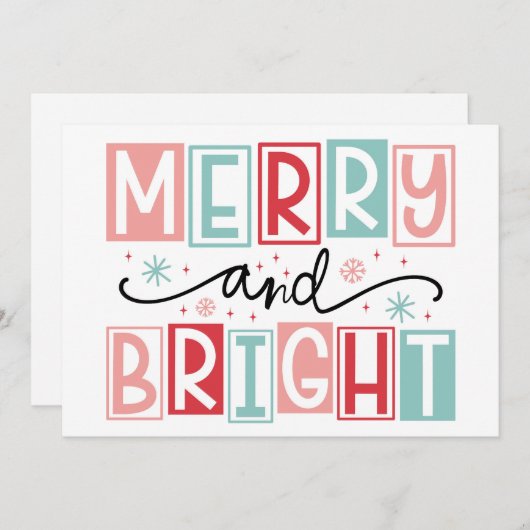 Merry en Bright Feestdagenkaart (Voorkant / Achterkant)