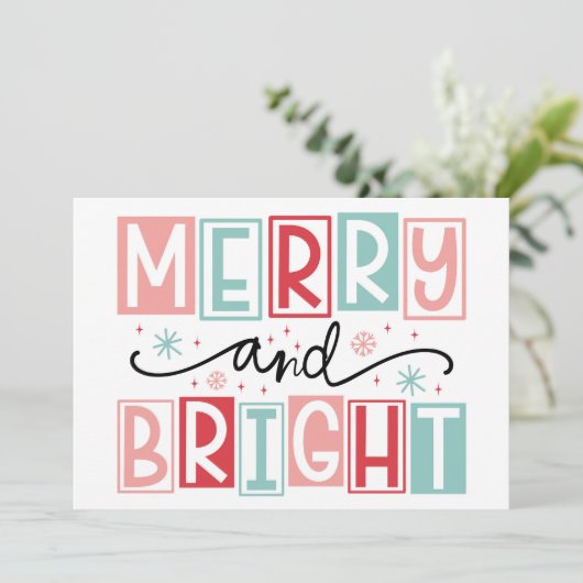 Merry en Bright Feestdagenkaart (Staand voorkant)