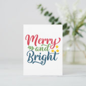 Merry en Bright Feestdagenkaart (Staand voorkant)