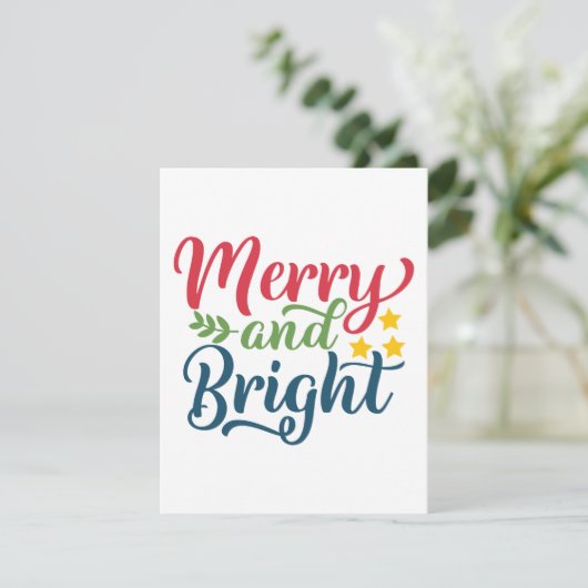 Merry en Bright Feestdagenkaart (Staand voorkant)