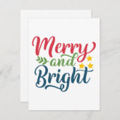 Merry en Bright Feestdagenkaart (Voorkant / Achterkant)