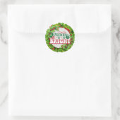 Merry en Bright Fun Holly Berries Ronde Sticker (Tas)