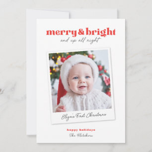Merry en Bright Funny Babys Eerste Kerstmis Kaart