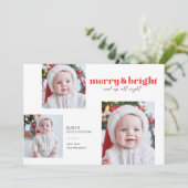 Merry en Bright Funny Babys Eerste Kerstmis Kaart (Staand voorkant)
