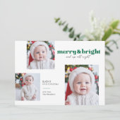 Merry en Bright Funny Babys Eerste Kerstmis Kaart (Staand voorkant)