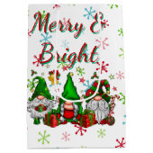 Merry en Bright gnomen Medium Cadeauzakje (Achterkant)