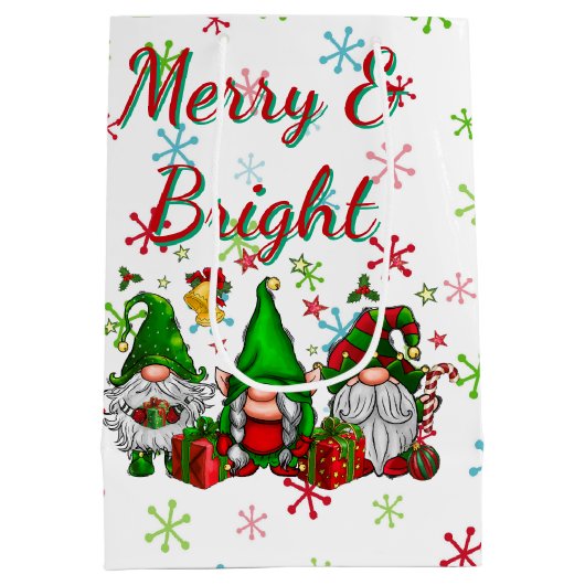 Merry en Bright gnomen Medium Cadeauzakje (Achterkant)