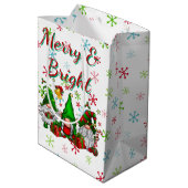Merry en Bright gnomen Medium Cadeauzakje (Achterkant Gekanteld)