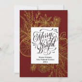 Merry en Bright Gold Citrus Pine Tree Bough Red Feestdagenkaart (Voorkant)