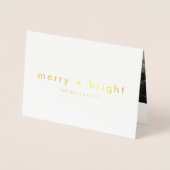 Merry en Bright | Gold Minimale kerstfoto Folie Kaarten (Voorkant)