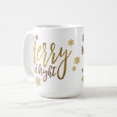 Merry en Bright - Golden kerstMok Koffiemok (Voorkant links)