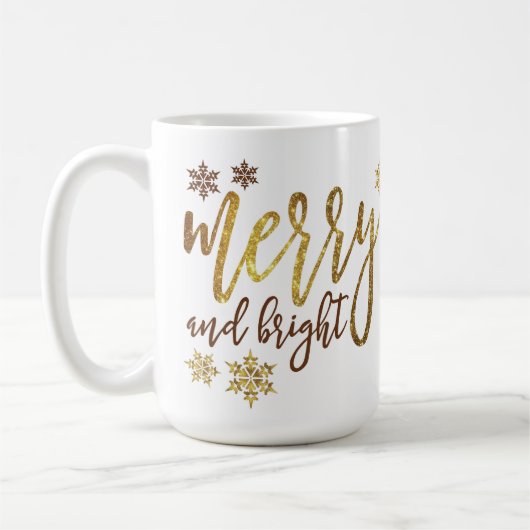 Merry en Bright - Golden kerstMok Koffiemok (Links)