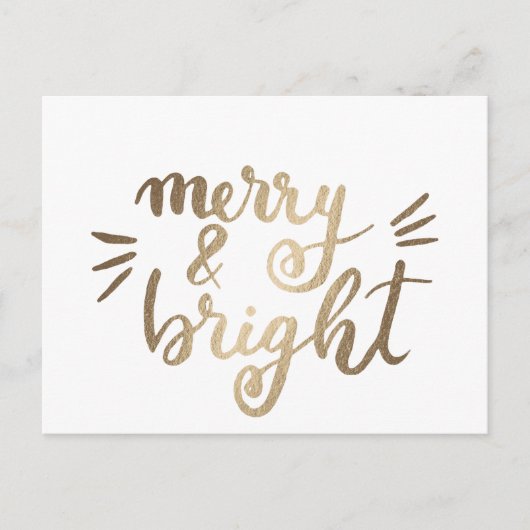 Merry en bright - goud briefkaart (Voorkant)