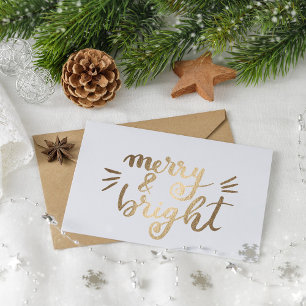 Merry en bright - goud briefkaart