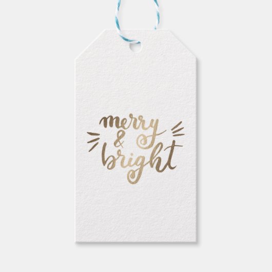 Merry en bright - goud cadeaulabel (Voorkant)