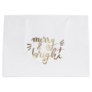 Merry en bright - goud groot cadeauzakje