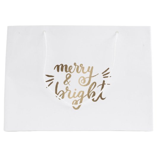 Merry en bright - goud groot cadeauzakje (Voorkant)