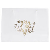 Merry en bright - goud groot cadeauzakje (Achterkant)