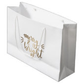Merry en bright - goud groot cadeauzakje (Voorkant Gekanteld)