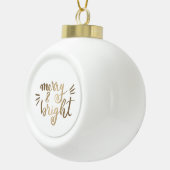 Merry en bright - goud keramische bal ornament (Rechts)