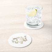 Merry en bright - goud ronde kartonnen onderzetter (Insitu)